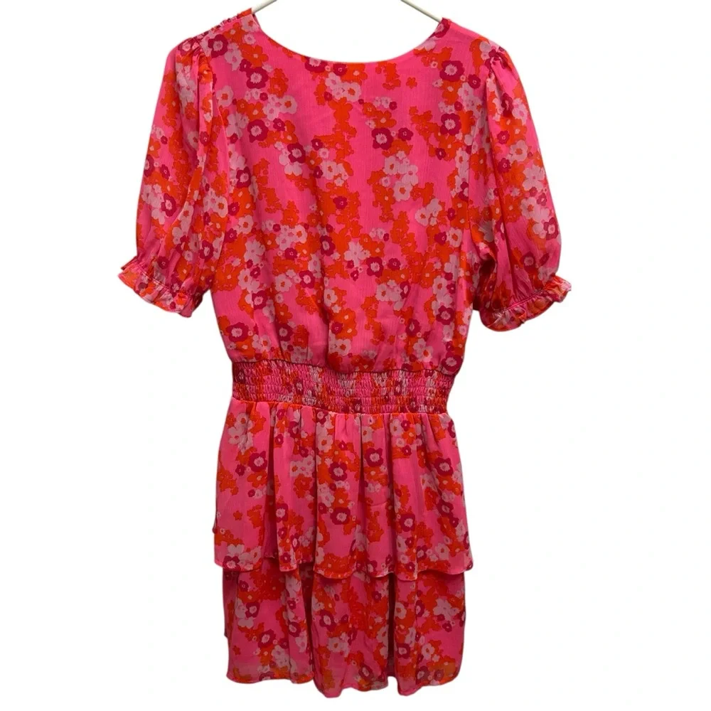 Sugarlips Hot Pink Floral Surplice Ruffle Dress - Picture 11 of 16